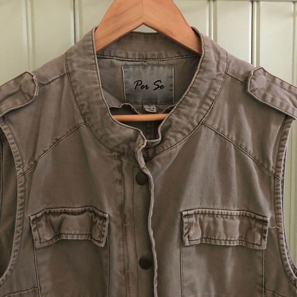 Women’s Large Per Se Army Green Cotton Vest